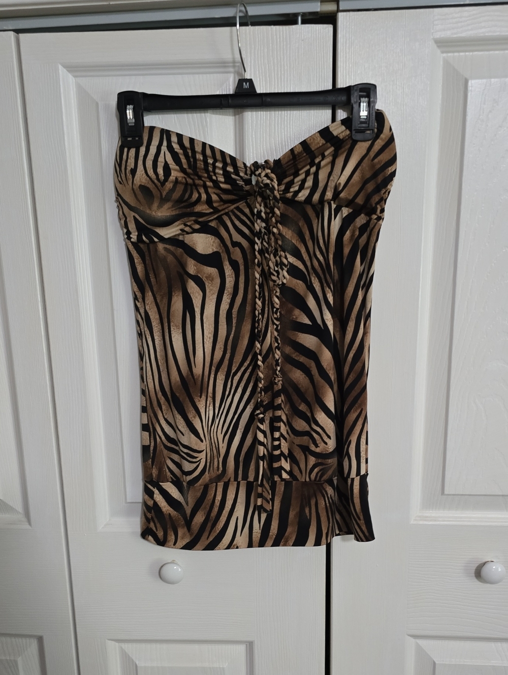 Tiger strip strapless top